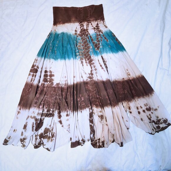 Baba Indian Handcrafted Tie-Dye Maxi Skirt | Tulip Hem & Boho Style | Size M - Picture 8 of 13